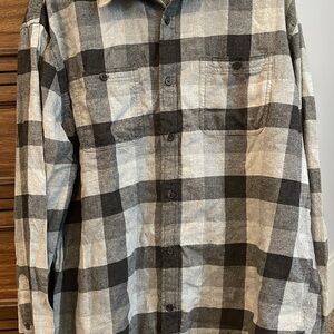 Men's Black and Gray Plaid Button-Down Shirt